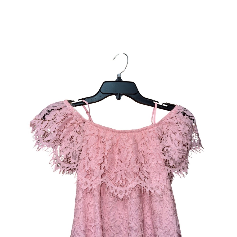 Women M Lace Off Shoulder Top Coquette Boho Fairy Feminine Summer Barbiecore Y2K - Picture 4 of 6